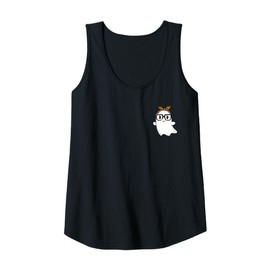 Womens Leopard Bow Bandana Ghost with Glasses Girls Spooky Costume Tank Top