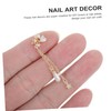 FOMIYES 3pcs Pearl Pendant Nail Charms Gold Bow and Zircon
