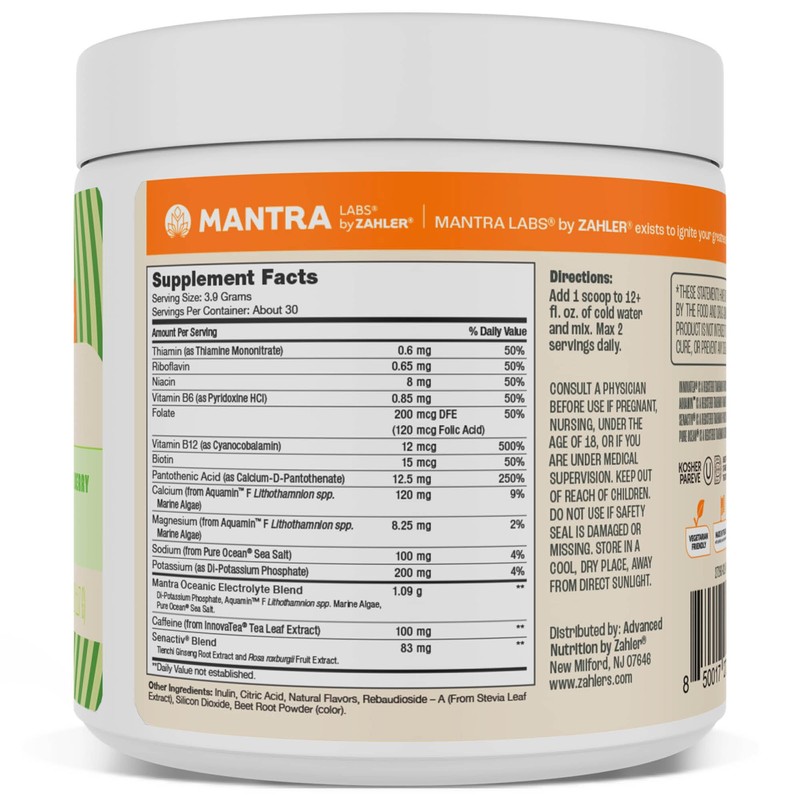 Zahler Mantra Go, The Pre-Workout Energy Booster Supplement, Tropical Berry