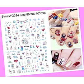 Christmas Santa Snow Snowman Reindeer Bear Penguin 3D Nail Sticker Wg394 for Nails Design Nail Art Stickers Decals Supplies Manicure Tips Sticker Colorful for Nail Decorations