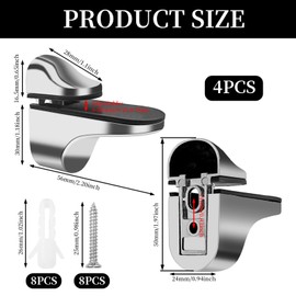 CHMYY 4 Pcs Metal Bracket, Glass Shelf Bracket, Adjustable Zinc Alloy Wall Mount Bathroom Floating Shelf Support Holder for 3-20 mm Thickness Glass Shelf
