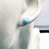 Handmade Natural Larimar 8 mm Sterling Silver Stud Earrings
