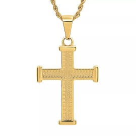Steeltime 18K Gold Plated Stainless Steel Cross Pendant Necklace