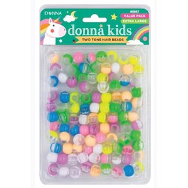 DONNA Kids Extra Large 2 Tone Hair BeadsClear Pastel Asst