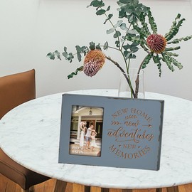 Yudarte Housewarming Gifts For New Home - Engraved Grey Picture Frame 4x6 Inches Photo - Unique First Time House Owner Gifts for Men and Women