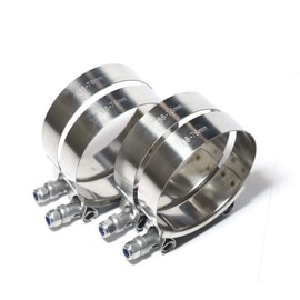 LTI Working Range 68mm-76mm T-Bolt Clamps High PSI Premium Quality Full 304 Stainless Steel Turbo Intercooler Hose For 2.5" ID Hose (4 Pack)