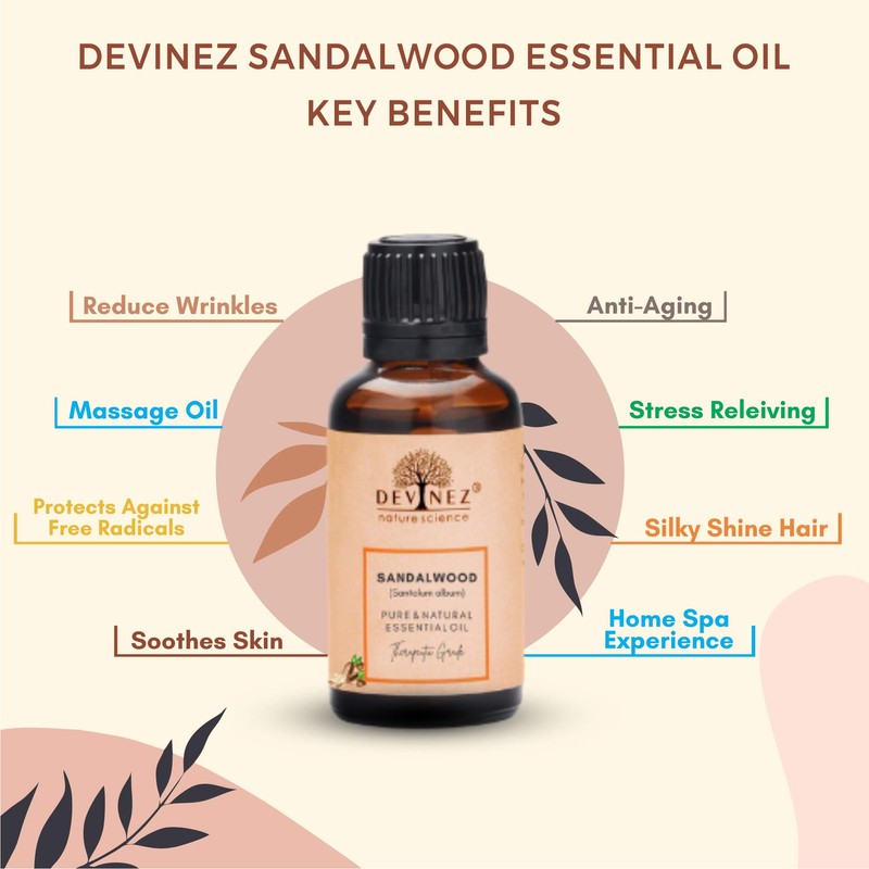 Devinez Sandalwood (Chandan) Essential Oil, 100% Pure, Natural & Undiluted,