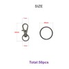 50pcs Gun Black Swivel Snap Hooks with Split Key Rings
