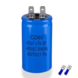 Iruihoo CD60 Motor Capacitor 450µF 450V Capacitor 50/60Hz Starting Capacitor 450UF Motor Run Capacitor Plug for Electric Motor