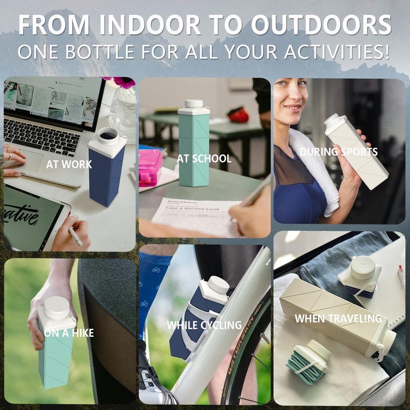 Collapsible Water Bottles, 24 oz (720 ml), Portable Travel Water