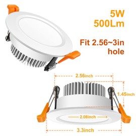 LEDLightsWorld 3 Inch LED Recessed Lighting Dimmable Downlight, 5W (40W Halogen Equivalent), 4000K Nature White, CRI80, Recessed Light with LED Driver (8 Pack)