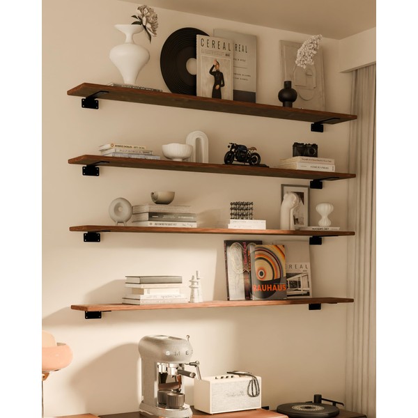 TEDIDUWA Rustic Wood Floating Shelves Set of 4, 48 Inches