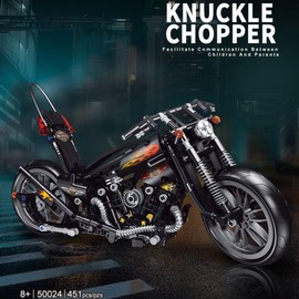 HIGH GODO Technik Motorcycle Building Blocks, 451 Pieces, Motorcycle Model Kit, Clamping Blocks, Gift for Adults or Boys 6 7 8 9 10 11 12+ Years