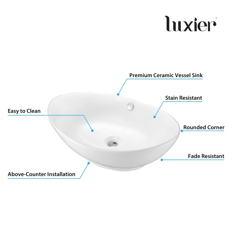 Luxier CS-004 Oval 23 in. Bathroom Ceramic Vessel Sink Art