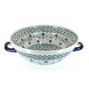 Blue Rose Polish Pottery Sage Floral Colander