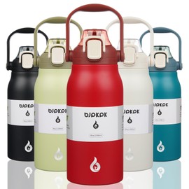 BJPKPK Insulated Water Bottles with Straw, 45 oz Stainless Steel Metal Water Bottle with One-handed Opening Lid, BPA Free Reusable Jugs for Gym Sports Outdoors, Red