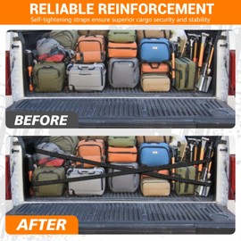 Xomzema 2PCS Retractable Truck Bed Tie Down Straps for Ford F-150 2015-2025,Auto Retract Securing Self Retracting Integral Ratchet Straps with Boxlink Plates Mounted Brackets Accessories