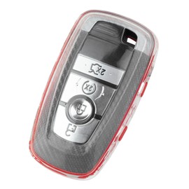 TANGSEN Key Fob Case TPU Cover Compatible with Ford Edge Focus ST ECOSPORT Expedition Explorer Fusion Mustang Ranger Transparent Carbon Fiber Texture 3 4 5 Button Protective Key Shell