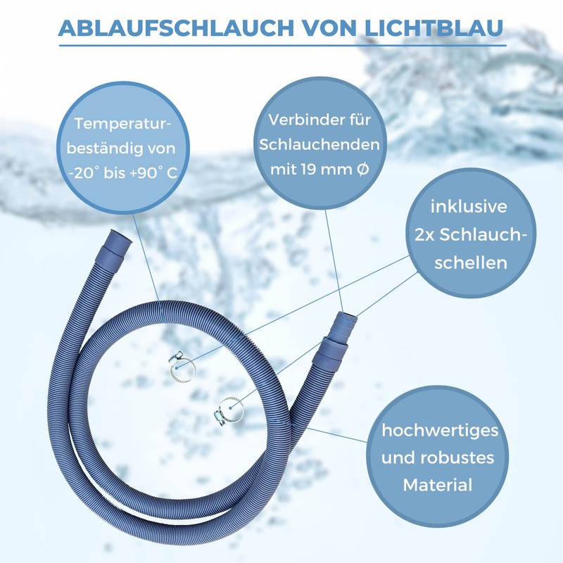 Lichtblau Drain Hose Extension I 1 m I Washing Machine