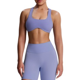 Aoxjox Women's Workout Sports Bras Fitness Define Sculpt Racerback Bra Yoga Crop Tank (Lazuli, Medium)