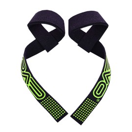 Islero Fitness Weight Lifting Straps Gym Deadlifts Non Slip Flex Gel Grips Padded Hand Bar Wrist Support Wraps Powerlifting Bodybuilding Pair (Black/Green)