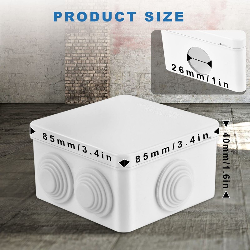 Waterproof Junction Box, 4 Pcs Square ABS Dustproof Weatherproof Outdoor