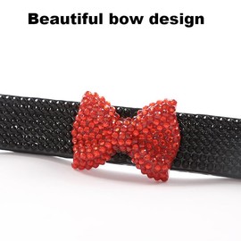 2 Pack Diamond License Plate Frame with Bow Tie, Luxury Black Glass Crystal Rhinestone Bling License Plate Frame, Stainless Sparkly Bedazzled License Plate Frames for Women Cute with Anti Theft Screw