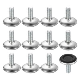 uxcell 12Pcs M6 Thread Furniture Feet Levelers, 28x10mm Adjustable Leveling Table Feet, Screw on Furniture Glide Leveling for Chair Stool Legs, Black