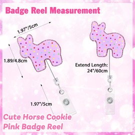 Pink Animal Cookie Badge Reel Funny Nurse Badge Reels Cute Retractable ID Badge Holder with Alligator Clip RN ICU LPN MA Healthcare Worker Badge Buddy Nursing School Students Gift Accessories