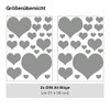 Set of 40 Heart Wall Stickers with Heart Design (Grey)