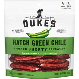Duke's Pork Hatch Green Chile Smoked Shorty Sausages, 7g Protein Per Serving, 16oz.