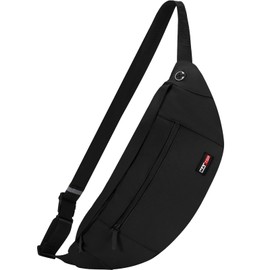 MAXTOP Super Large Black Fanny Pack Sling Bag for Men Women Crossbody Sling Chest Bag for Travel Cycling Hiking Climbing