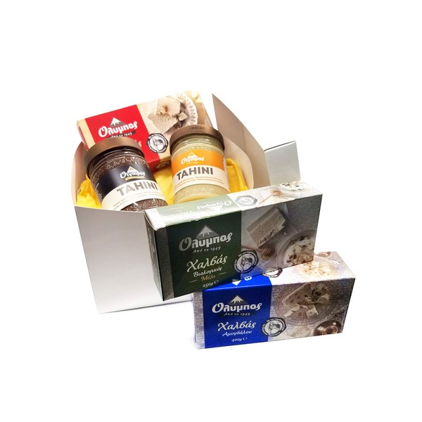 Healthy Greek Gift Basket with Tahini Sesame Spread with Cocoa