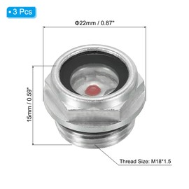 PATIKIL Air Compressor Oil Sight Glass, 3 Pack M18x1.5 Male Thread Aluminum Alloy Oil Liquid Level Gauge Air Compressor Parts with O-Ring