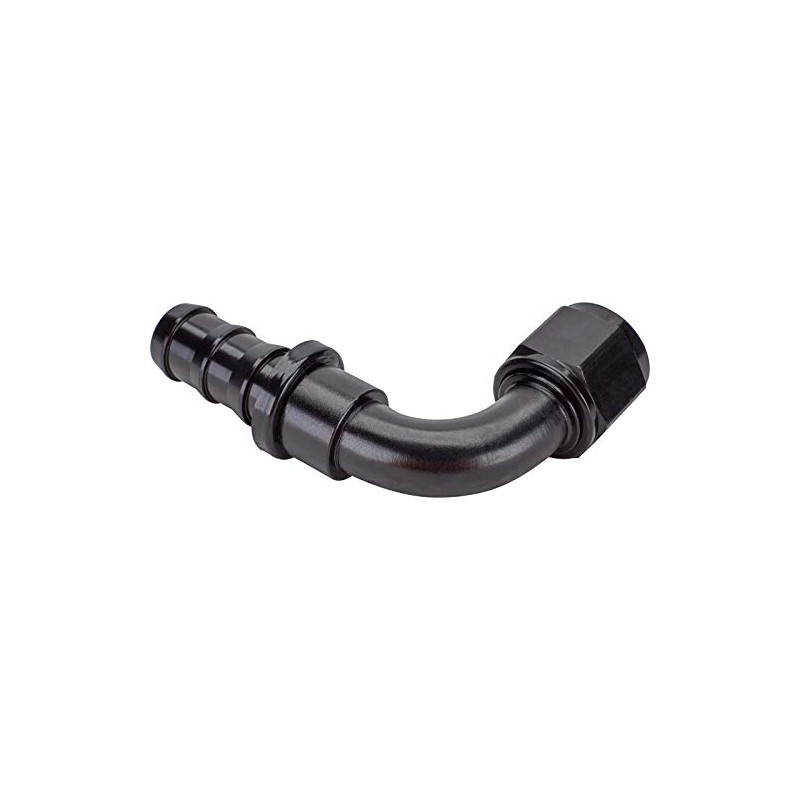 Black 90 Degree Socketless Push-On Hose End, -10 AN