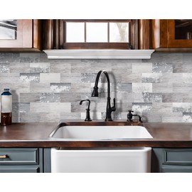 DEWOO 20-Sheet DEWOO Peel and Stick Wall Tile Farmhouse Kitchen Backsplash Self Adhesive Wood Look Retro Vintage (13.5" x 11.4")