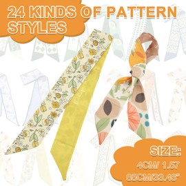 Giococo 24-Pack Satin Purse Charms Set, Headband Neck Wrist Waist Decorative Fashion Gifts, Purse Scarf for Handbags & Cute Headbands for Women