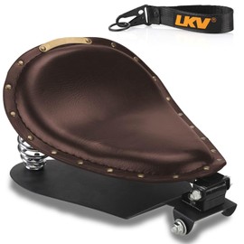 LKV Motorcycle Solo Driver Seat with Seatbase Mounting Hardware Kit Custom Chopper Bobber Seats Universal Fit for Harley Davidson Sportster XL 1200 883 48