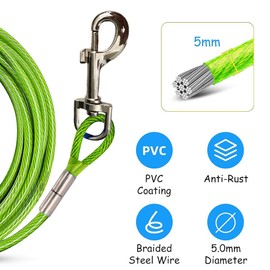 Verbindungskabel für Hunde, 300 cm – Leine aus Kette für Hunde, Laufkabel für Garten, wasser- und rostbeständig, aus Stahl mit industrieller Stärke (grün, 300 cm Pro)