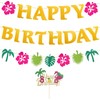 Hawaiian Happy Birthday Banner, Pre-Strung Tropical Glitter Hawaiian Theme Birthday