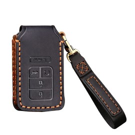 SANRILY Leather Key Fob Case for Honda Odyssey 7 Buttons Smart Key 2018 to 2022 Keyless Full Protection Odyssey Accessories Key Shell with Keychain Black