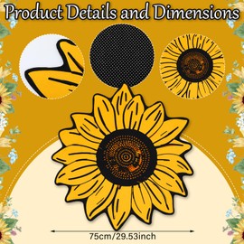 Tinideya Extra Large Sunflower Welcome Doormat 29.5" x 29.5" Non Slip Area Rug Summer Decorative Floral Mat for Kitchen, Bathroom, Bedroom, Living Room, Indoor Outdoor