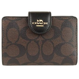 Coach C0082 Women's Bifold Wallet, Wallet, Leather, Leather, Brand, Compact, Medium Corner, Medium Corner, Black, Brown, brown/black