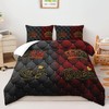 AILONEN Black and Red Comforter Set,King and Queen Printed Crown