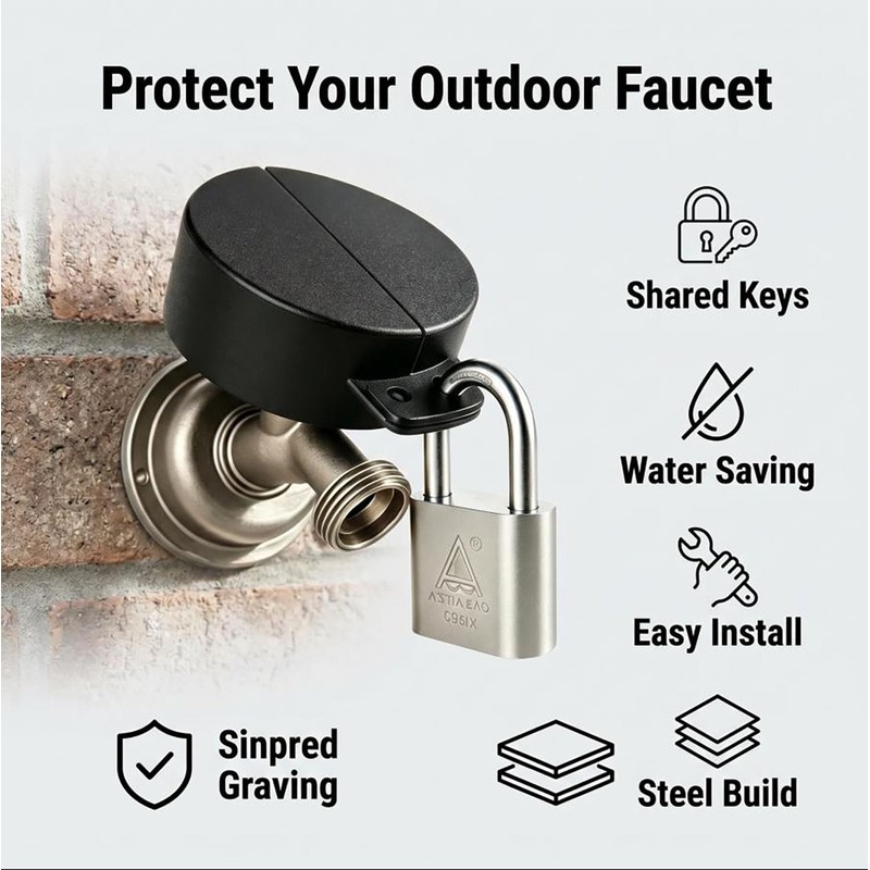 Outdoor Faucet Lock，Water Spigot Lock, Hose Bib Lock