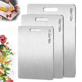 Titanium Cutting Board Set of 3, 2025 New Upgrade 100% Pure Titanium Cutting Boards for Kitchen, Double Sided Non Stick Chopping Board for Cutting Meat Vegetable Fruit, Easy to Clean