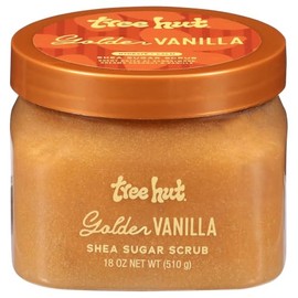 Tree Hut Golden Vanilla - Exfoliante de azcar de karit, exfoliante corporal hidratante e hidratante con manteca de karit y aceites naturales, suaviza 