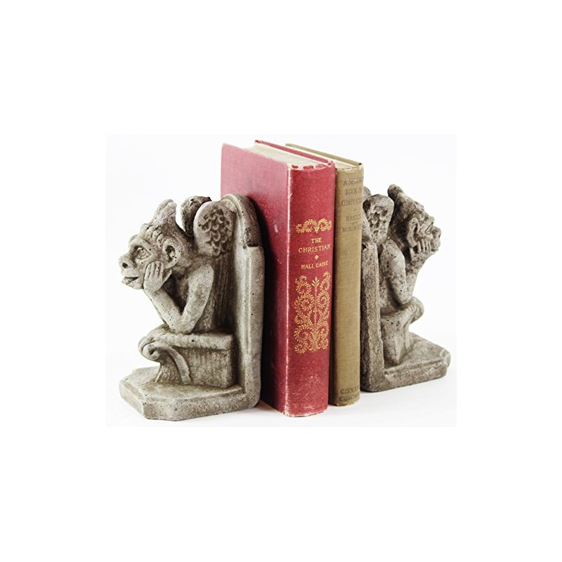 Gargoyle Bookends Concrete French Book Holders