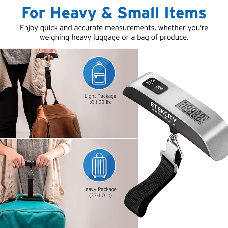 Etekcity Luggage Scale, Travel Essentials, Digital Suitcase Weight Scales for