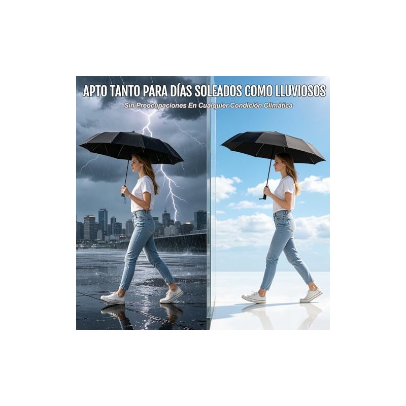 Paraguas Plegable Automático Reforzado,Paraguas Plegable de la luvia y Sombrilla